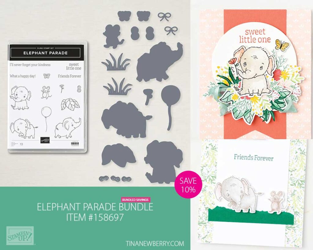 Embellish and enhance all your elephant-themed projects with the Elephant Parade Bundle. This bundle includes the Elephant Parade Stamp Set and the Elephant Dies.