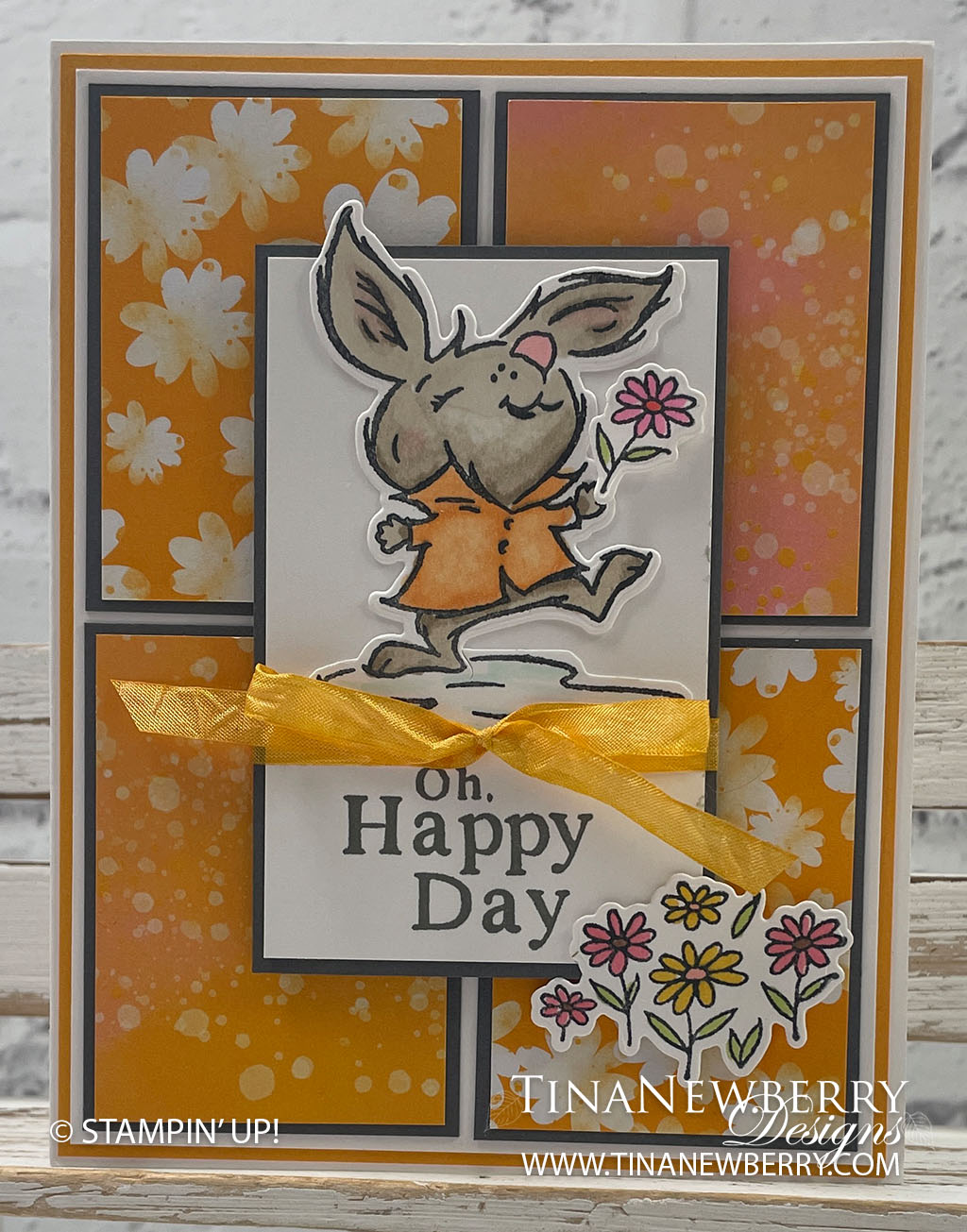 Oh, Happy Rabbit Playing in the Rain Handmade Card